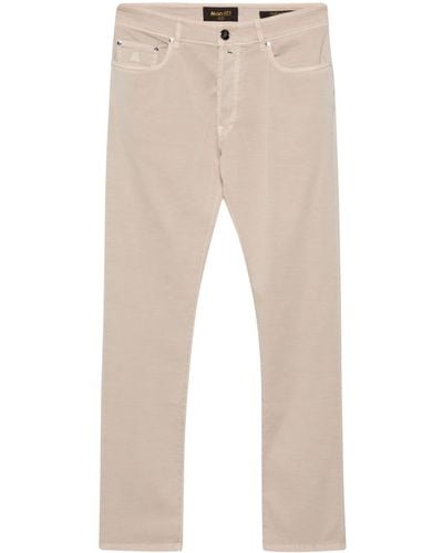 Moorer Logo-embroidered Tapered Trousers - Natural