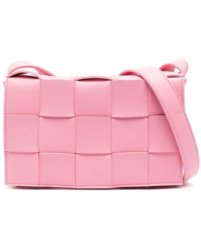 Bottega Veneta Cassette Leather Cross Body Bag - Pink