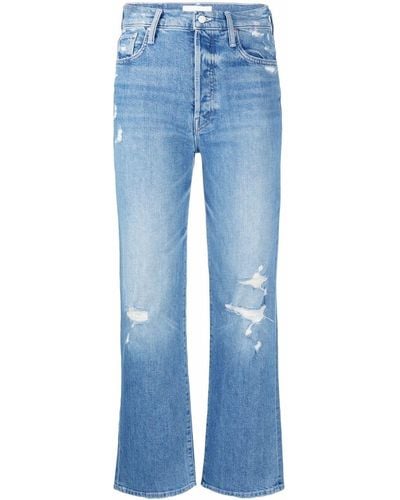 Mother Distressed Kick-flare Jeans - Blue