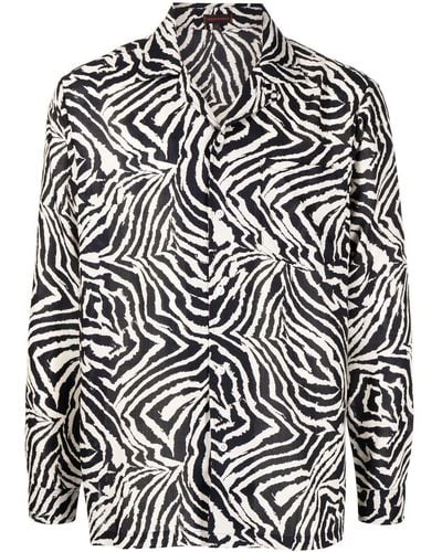 Clot Zebra-print Patch-pocket Shirt - Black