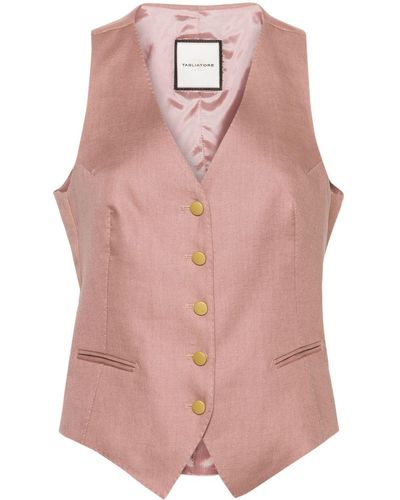 Tagliatore Button-up Linen Waistcoat - Pink