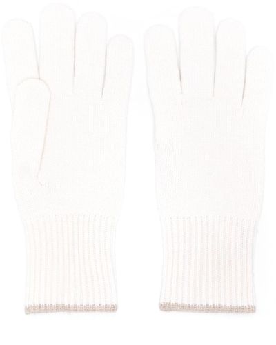 Brunello Cucinelli Contrasting-trim Cashmere Gloves - White
