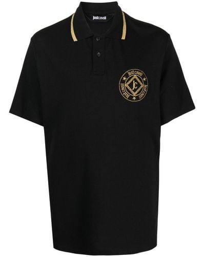 Just Cavalli Embroidered-logo Cotton Polo Shirt - Black
