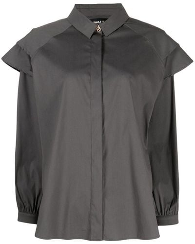 Paule Ka Ruffle-trim Long-sleeved Shirt - Black