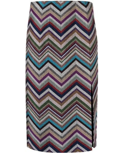 Missoni Zigzag-pattern Pencil Skirt - Grey