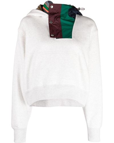 Kolor Panelled Cotton Hoodie - White