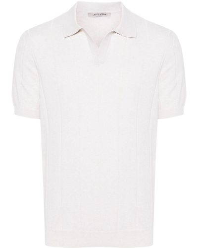 Fileria Pinstriped Cotton Polo Shirt - White