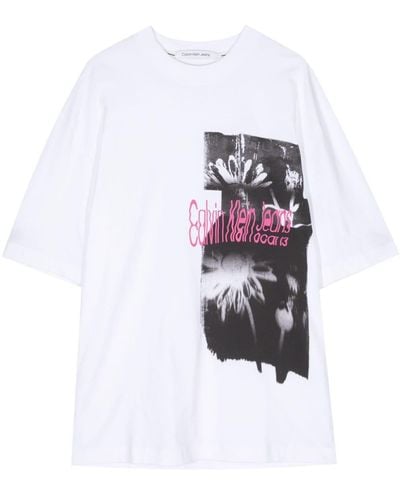 Calvin Klein Disrupted Floral Short-sleeve T-shirt - White