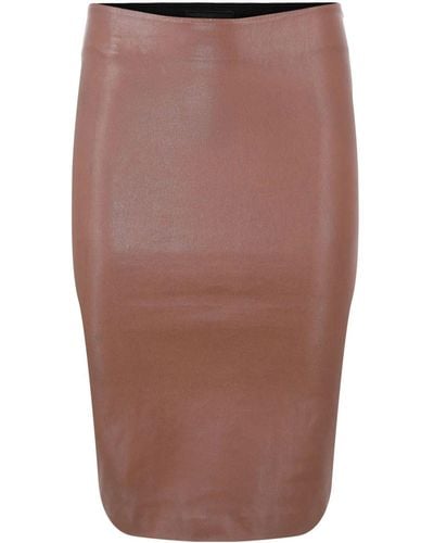SPRWMN High-waisted Leather Pencil Skirt - Brown
