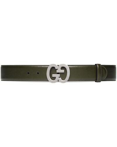 Gucci GG Buckle Leather Belt - Green