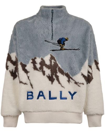 Bally Logo-embroidered Fleece Sweatshirt - Grey