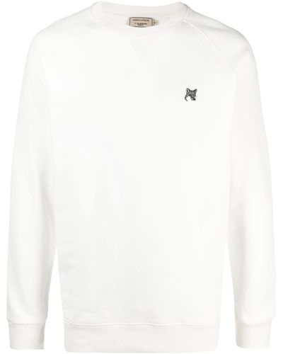 Maison Kitsuné Fox-patch Cotton Sweatshirt - White