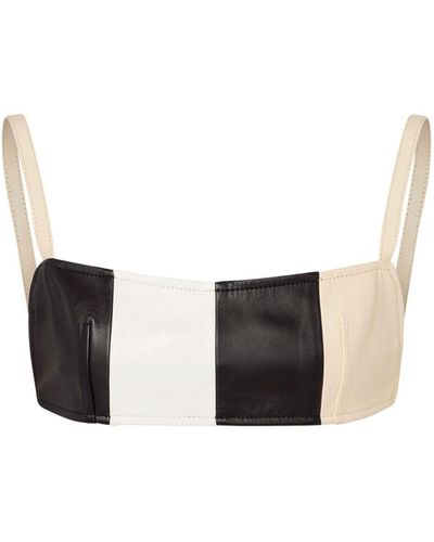Moschino Jeans Panelled Leather Bra Top - White