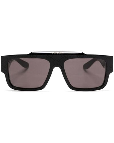 Gucci Guccissima Square-frame Sunglasses - Black