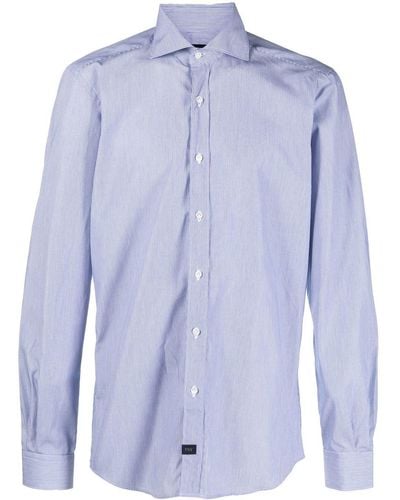 Fay Striped Long-sleeve Shirt - Blue