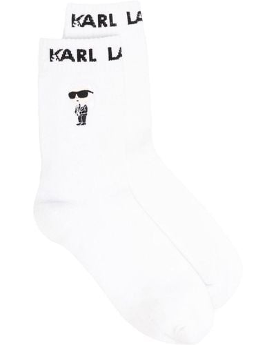 Karl Lagerfeld Ikonik Intarsien-Socken (3er-Pack) - Weiß