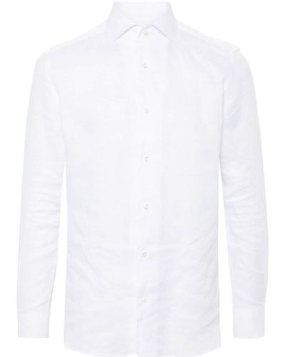 BOGGI Linen Classic-collar Shirt - White