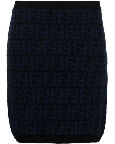 Fendi Ff-motif Knitted Miniskirt - Blue