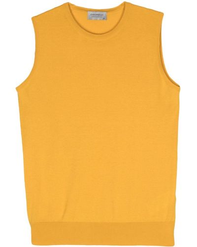 John Smedley Fine-ribbed Cotton Vest - Yellow
