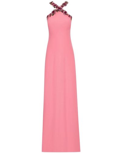 Oscar de la Renta Dahlia フローラル イブニングドレス - ピンク