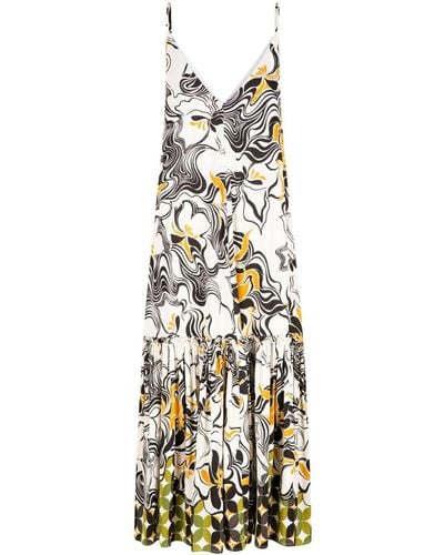 Dries Van Noten Ruffled Swirl-print Dress - Metallic