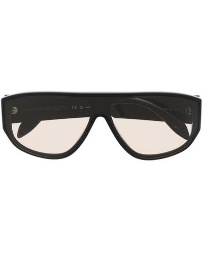 Alexander McQueen Graffiti-print Square-frame Sunglasses - Black
