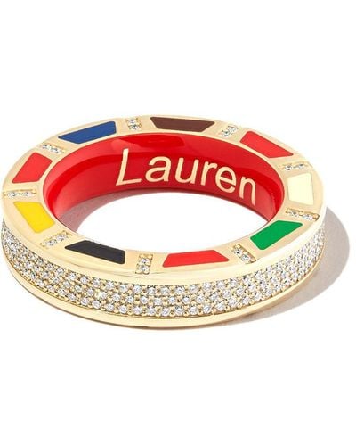 Lauren Rubinski Anello in oro giallo e bianco 14kt con diamanti - Rosso