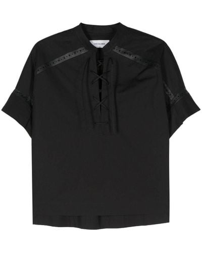 Yves Salomon Leather-trim Blouse - Black