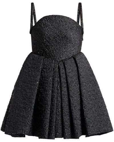 Versace Pleated Lurex Cloqué Minidress - Black