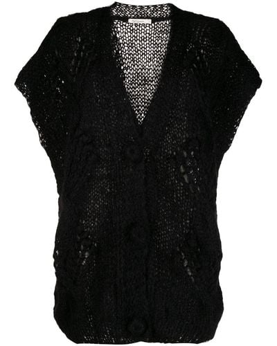 Mes Demoiselles Short-sleeved Knit Cardigan - Black