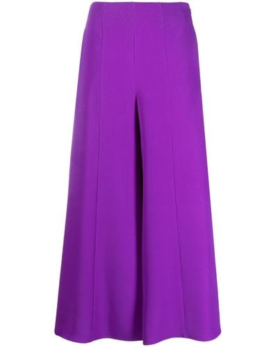 Valentino Garavani Cropped Flared Silk Pants - Purple