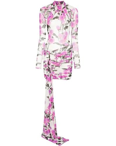 David Koma Floral Ruched Mini Dress - Pink