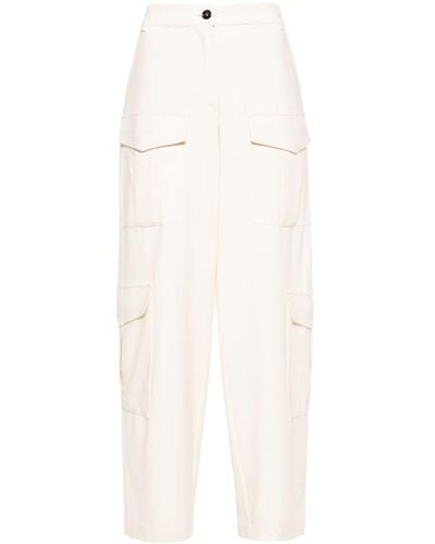 Pinko Cargo-pockets Satin Trousers - White