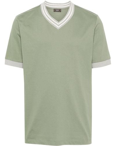 Peserico V-neck Cotton T-shirt - Green