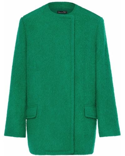 Oscar de la Renta Boxy Felted Wool Coat - Green