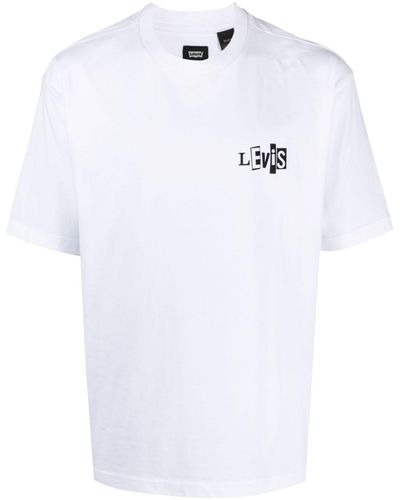 Levi's T-shirt en coton mélangé à logo imprimé - Blanc