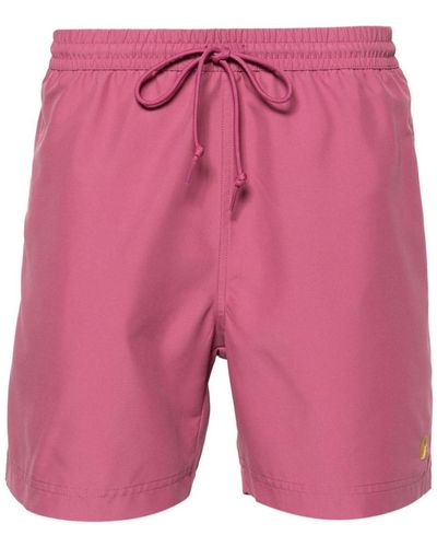 Carhartt Chase Logo-embroidered Swim Shorts - Pink