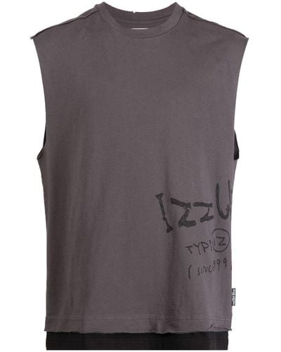 Izzue Layered Logo-print Tank Top - Grey