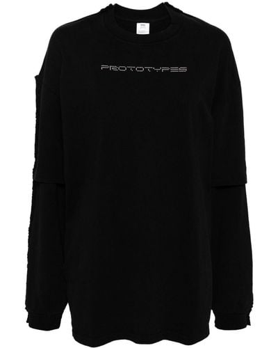 PROTOTYPES Logo-embellished Layered Sweatshirt - Black