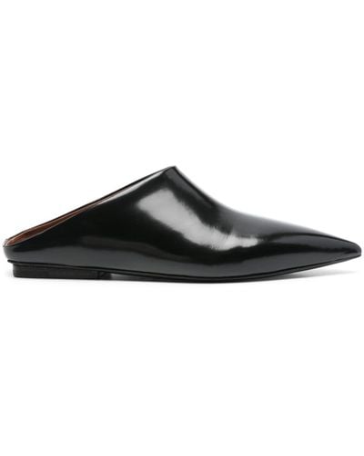 Marsèll Pointed-toe Flat Leather Mules - Black