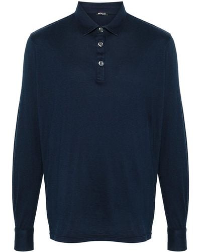 Kiton Long-sleeve Jersey Polo Shirt - Blue