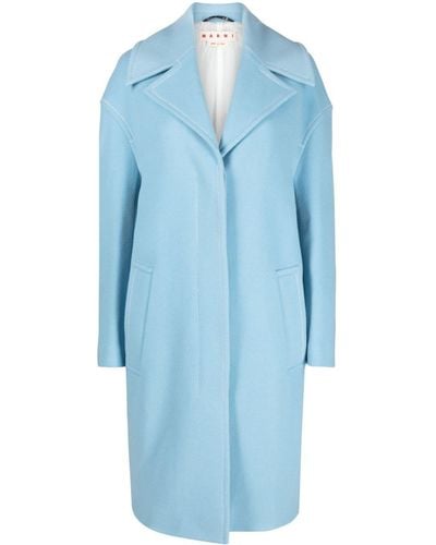 Marni Contrast-stitching Single-breasted Coat - Blue