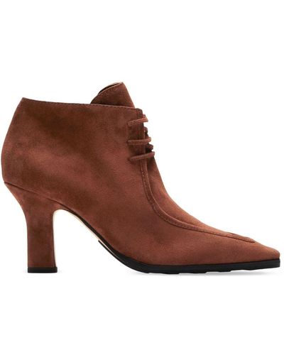 Burberry Storm Suede Ankle Boots - Brown
