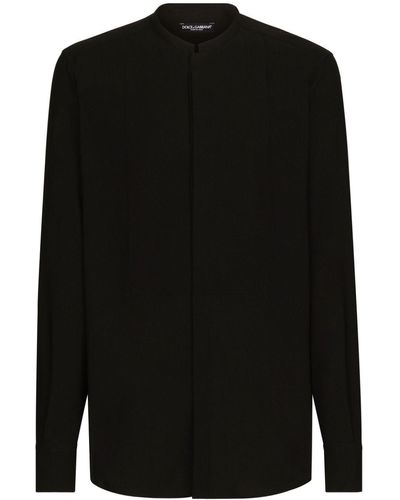 Dolce & Gabbana Long-sleeved Silk-blend Shirt - Black