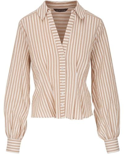 Veronica Beard Amelia Striped Cotton Shirt - Natural