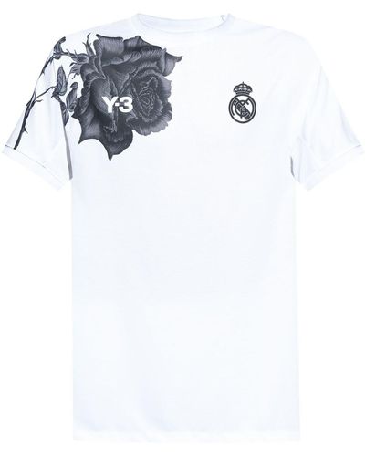 Y-3 X Real Madrid Warm Up T-Shirt mit Rosen-Print - Weiß