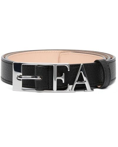 Emporio Armani Logo-lettering Leather Belt - Black