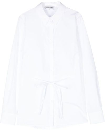 Del Core Tie-waist Poplin Cotton Shirt - White