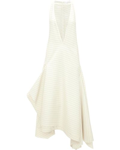 JW Anderson Gestreiftes Kleid mit Drapierung - Weiß