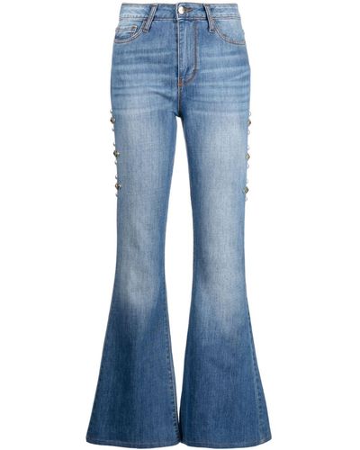 Madison Maison Stud-embellished Flared Jeans - Blue